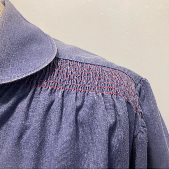 Vintage short sleeve strawberry pattern pocket robe dress mumu smock size M L - Picture 5 of 15